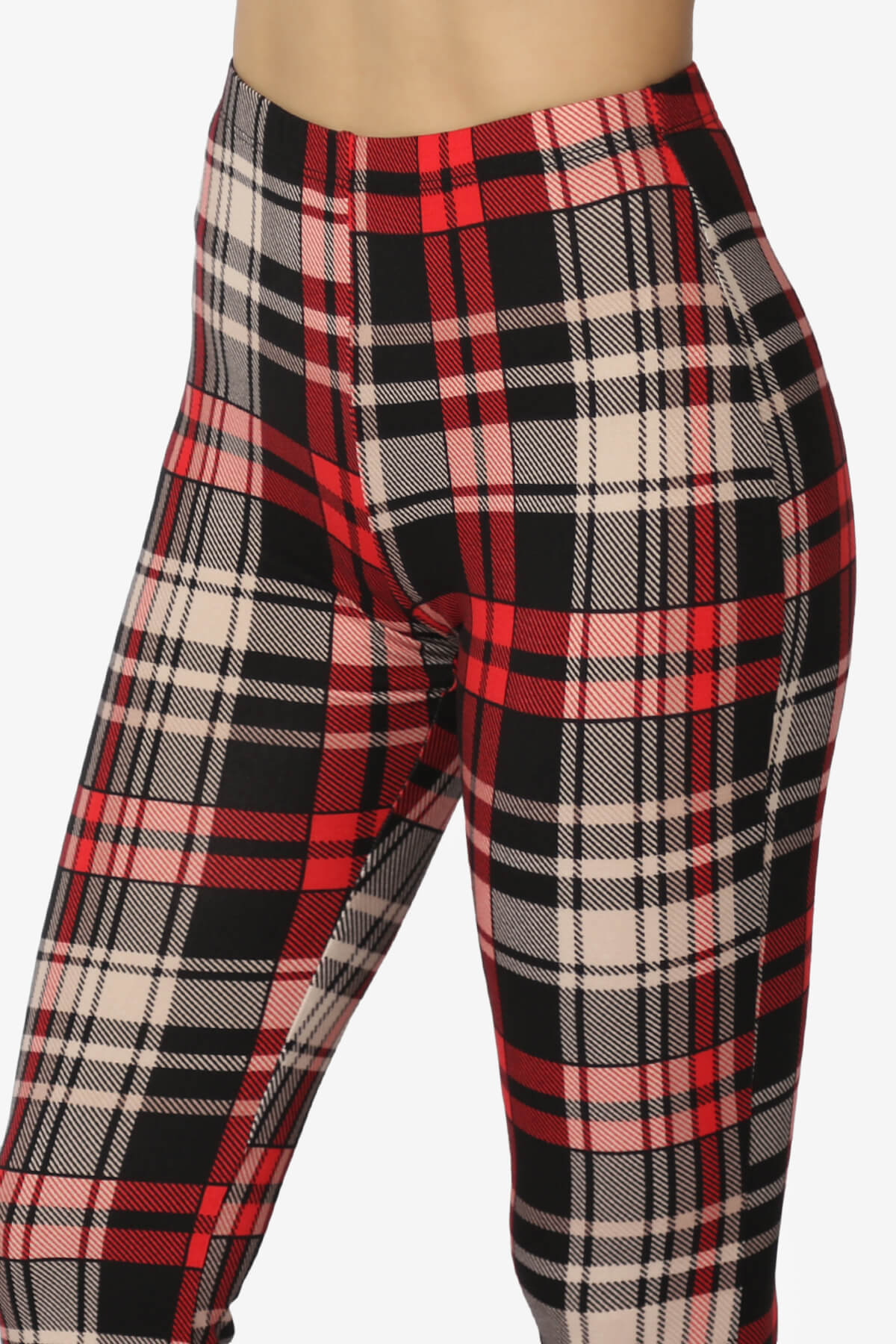 Mumu Plaid Jersey Flare Pants RED_5