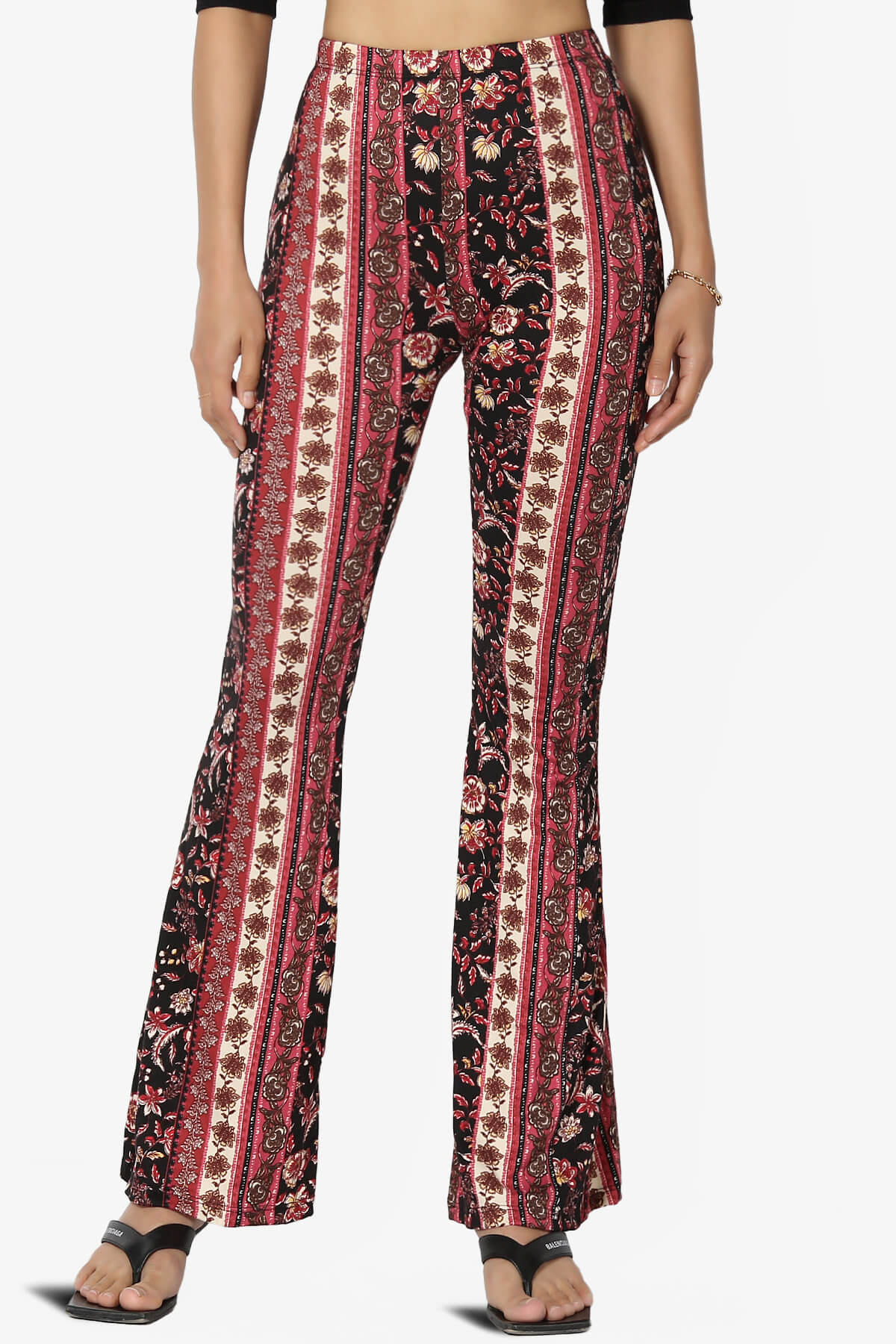 Mumu Tribal Jersey Flare Pants BURGUNDY_1