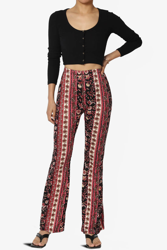 Mumu Tribal Jersey Flare Pants BURGUNDY_6