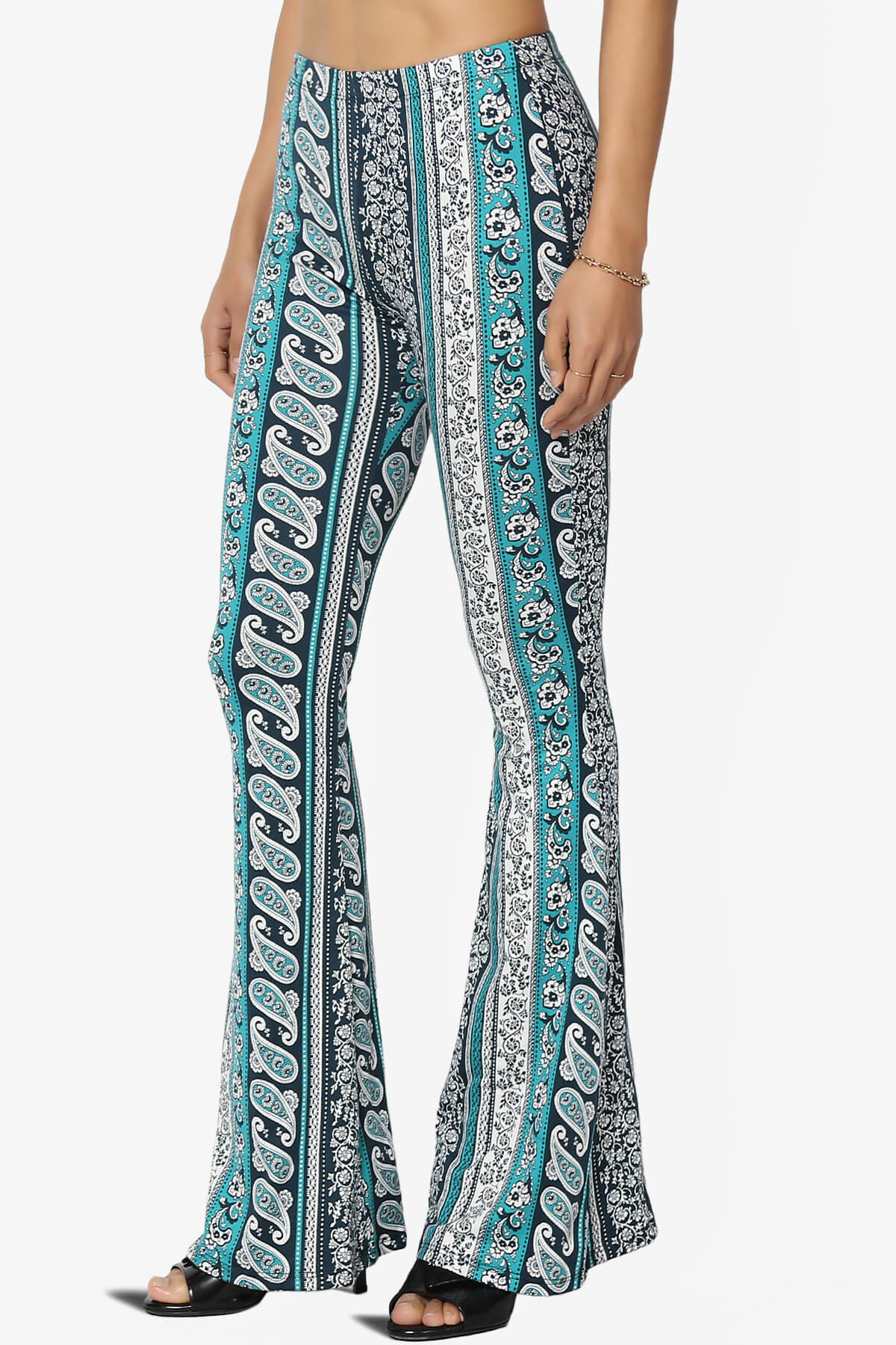 Mumu Tribal Jersey Flare Pants TEAL_3