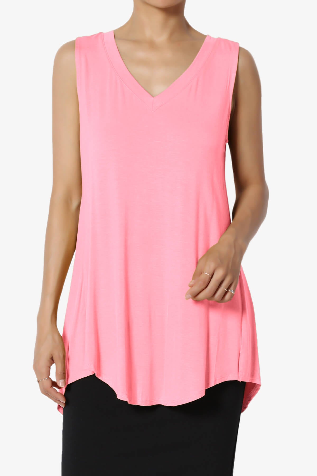 Myles Sleeveless V-Neck Luxe Jersey Top PLUS