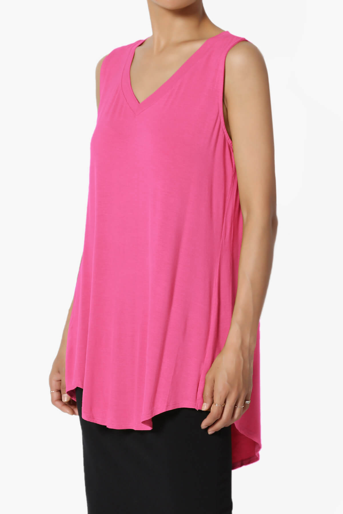 Myles Sleeveless V-Neck Luxe Jersey Top PLUS