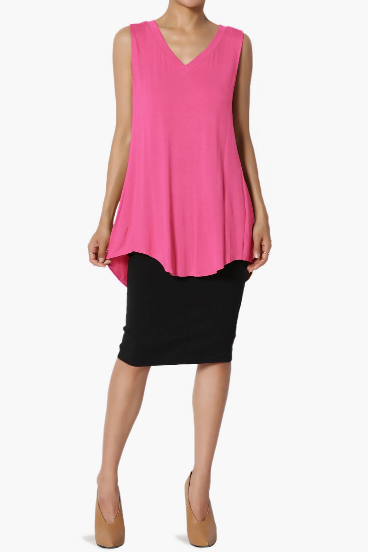 Myles Sleeveless V-Neck Luxe Jersey Top PLUS