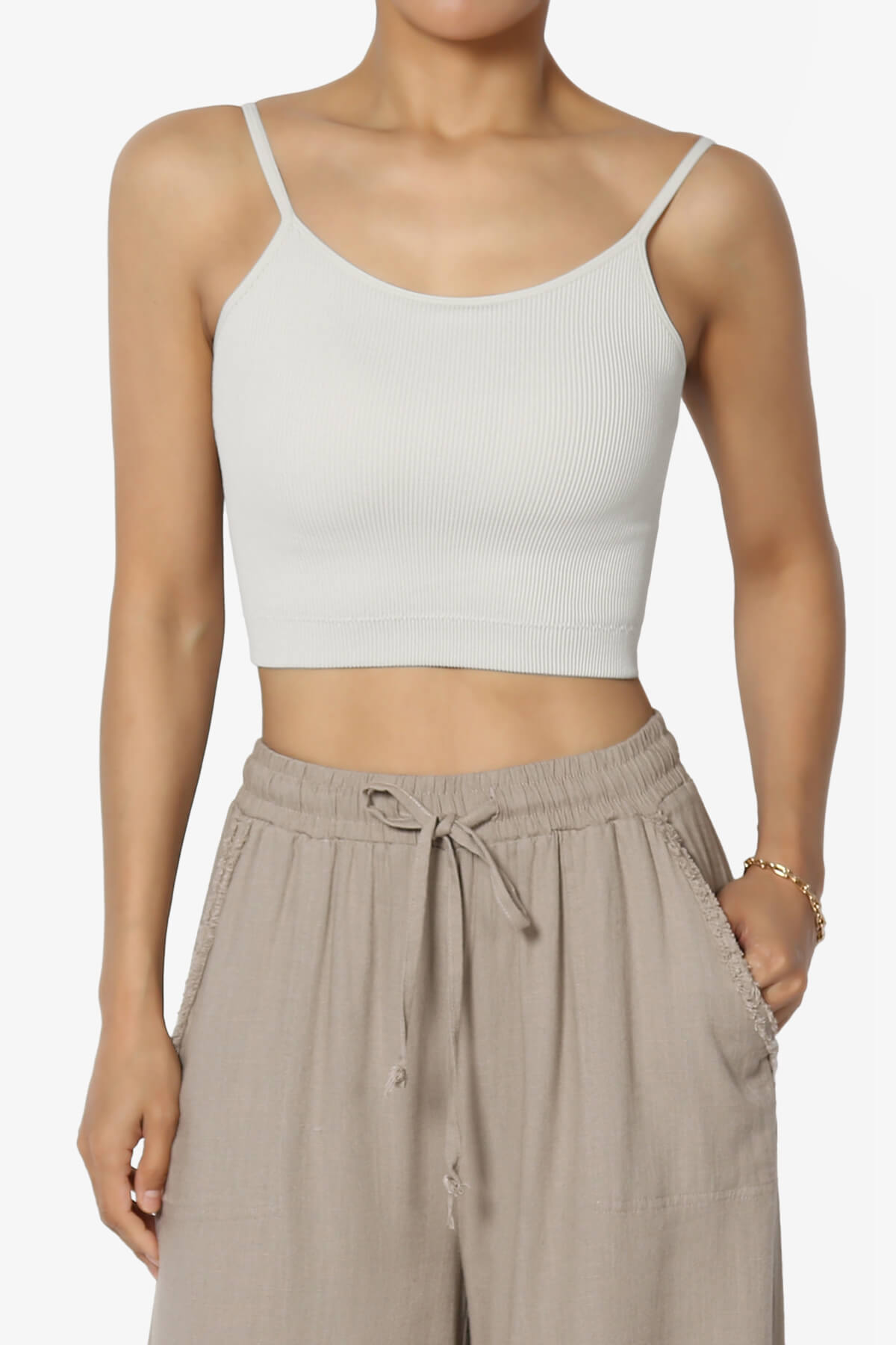 Nadeen Padded Ribbed Cropped Cami BONE_1