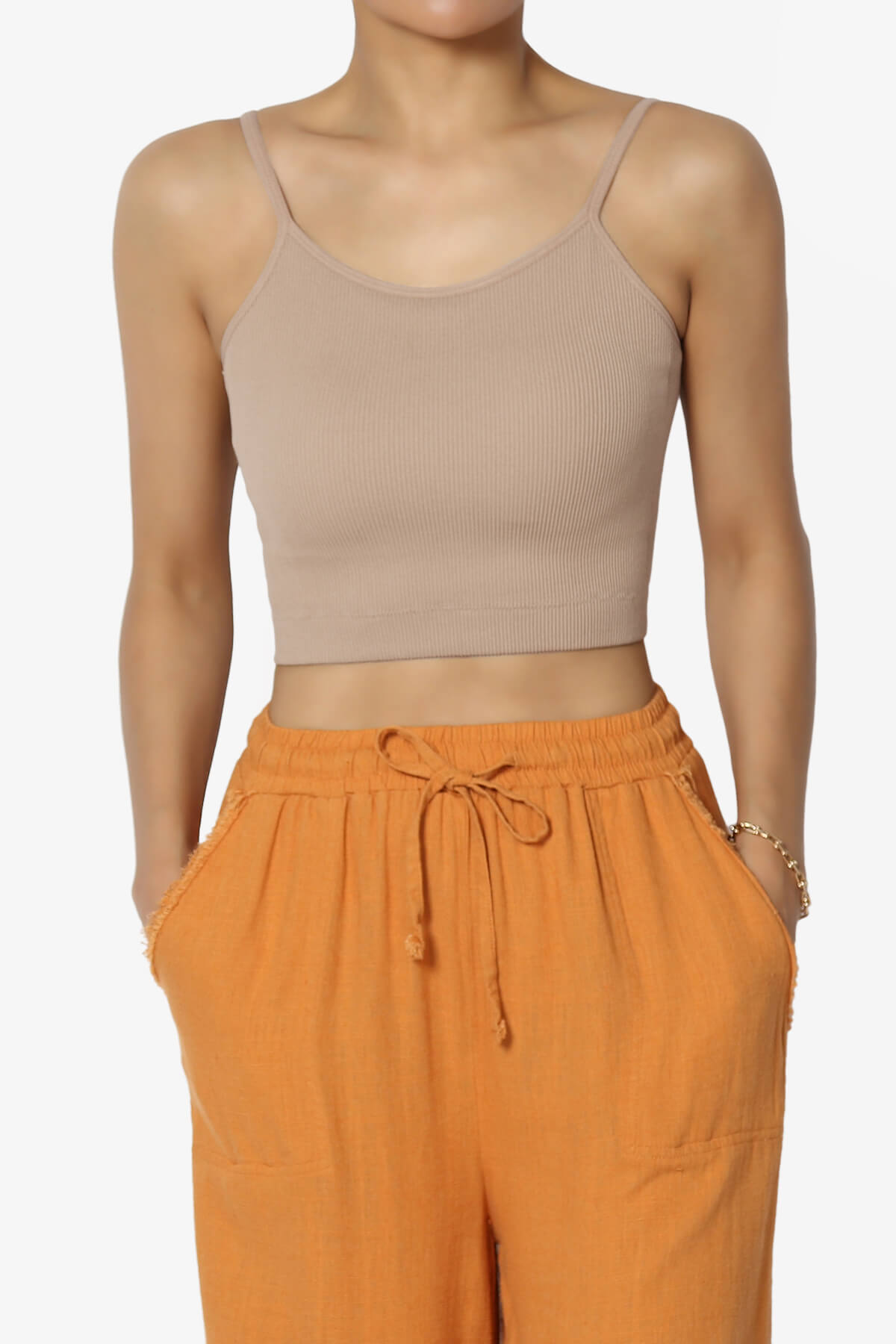 Nadeen Padded Ribbed Cropped Cami BRUSH_1