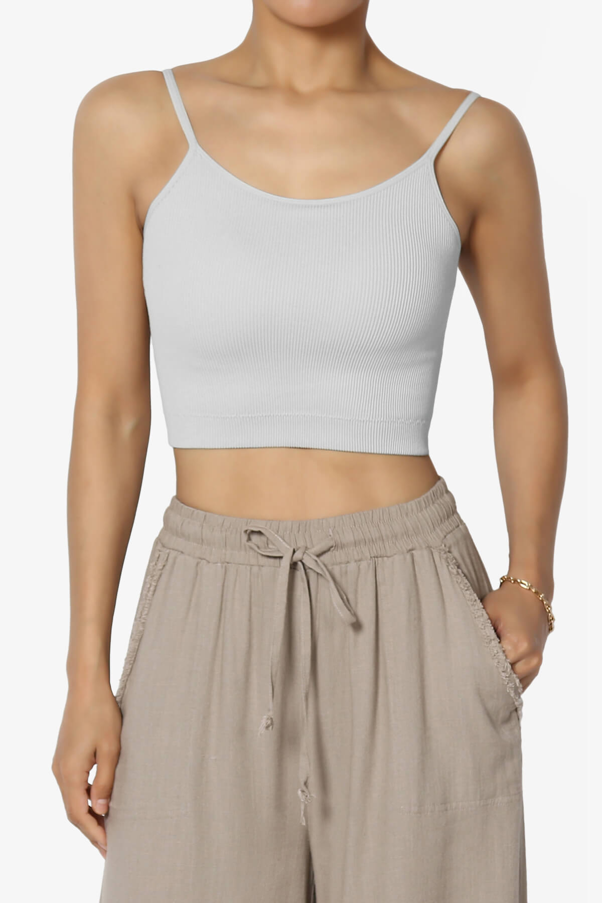 Nadeen Padded Ribbed Cropped Cami LIGHT GREY_1