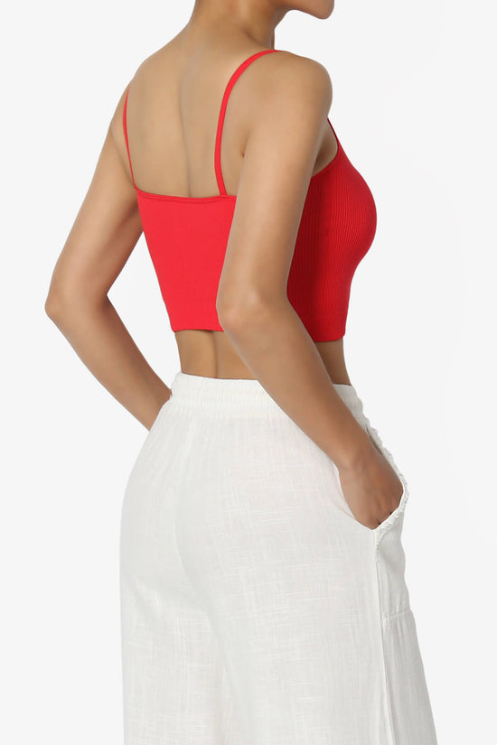 Nadeen Padded Ribbed Cropped Cami RED_4
