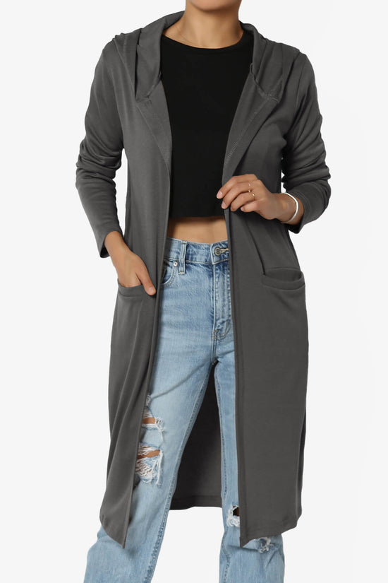 Nataly Open Front Hooded Long Cardigan CHARCOAL_1