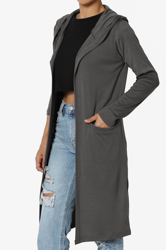 Nataly Open Front Hooded Long Cardigan CHARCOAL_3