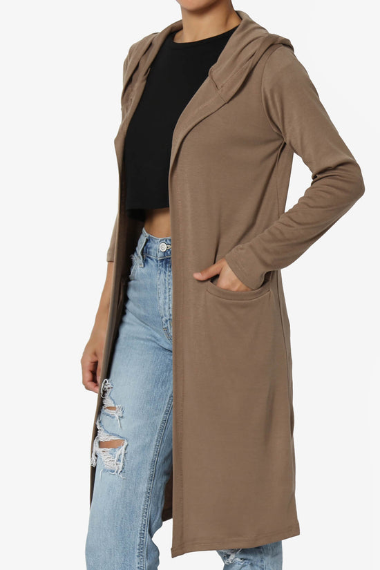Load image into Gallery viewer, Nataly Open Front Hooded Long Cardigan KHAKI_3
