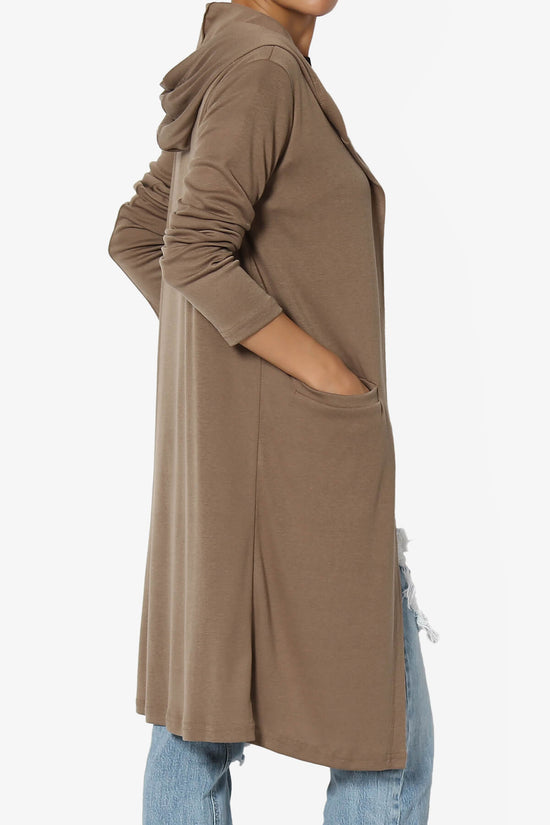 Load image into Gallery viewer, Nataly Open Front Hooded Long Cardigan KHAKI_4
