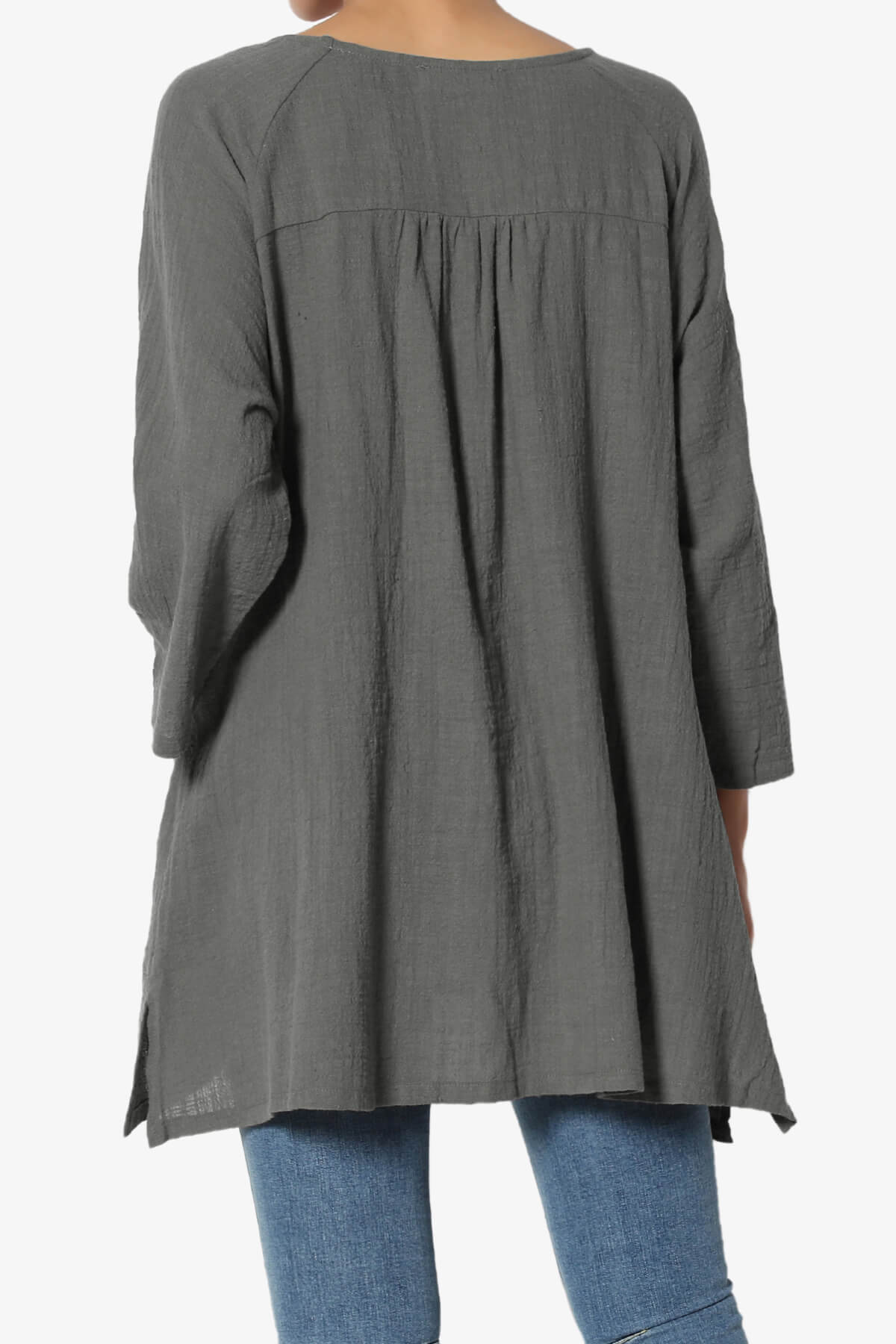 Nesta Gauze Pocket Cover Up Top ASH GREY_2