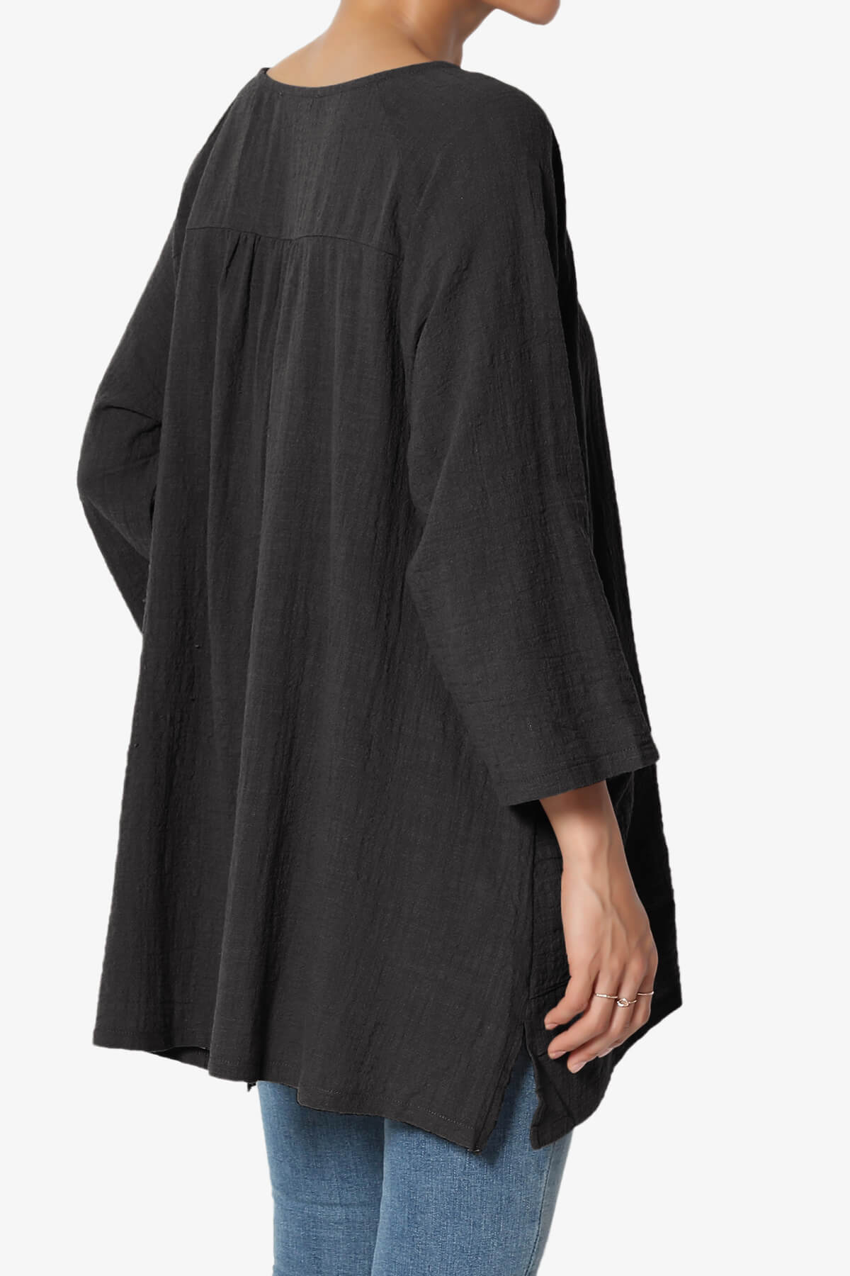 Nesta Gauze Pocket Cover Up Top BLACK_4