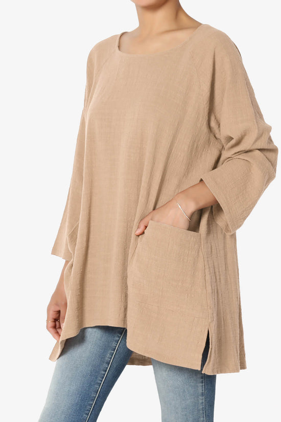 Nesta Gauze Pocket Cover Up Top BRUSH_3