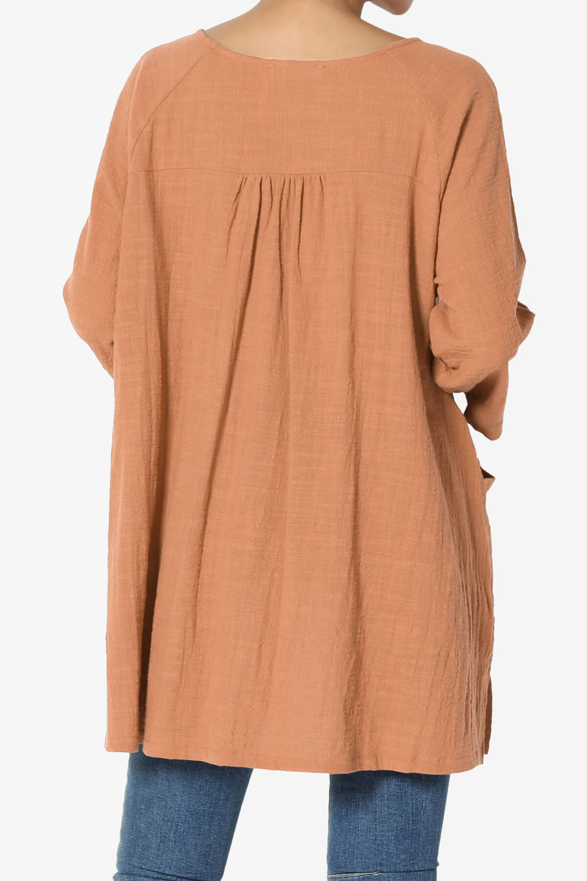 Nesta Gauze Pocket Cover Up Top BUTTER ORANGE_2