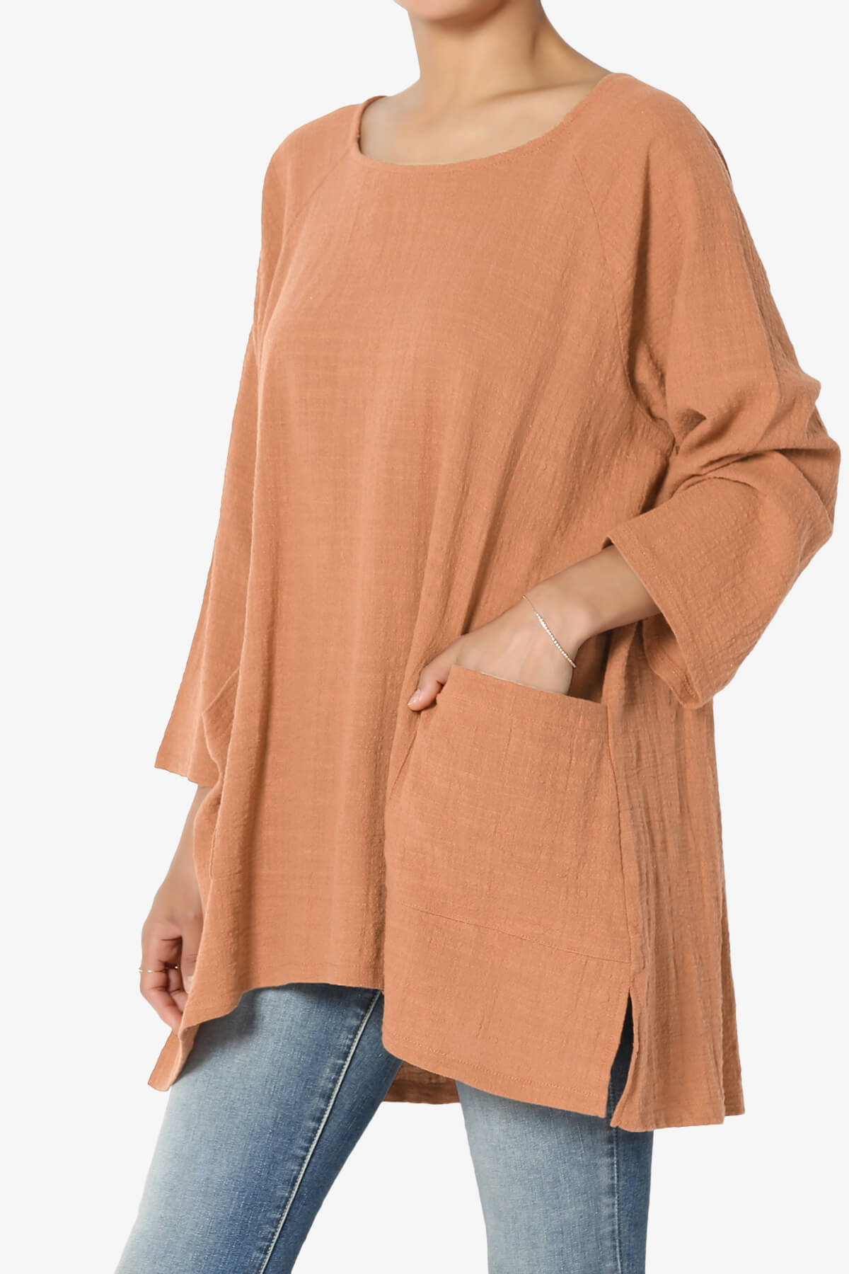 Nesta Gauze Pocket Cover Up Top BUTTER ORANGE_3