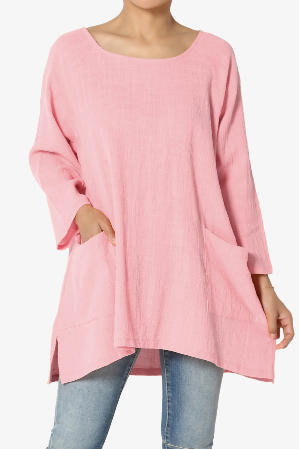 Nesta Gauze Pocket Cover Up Top DARK PINK_1