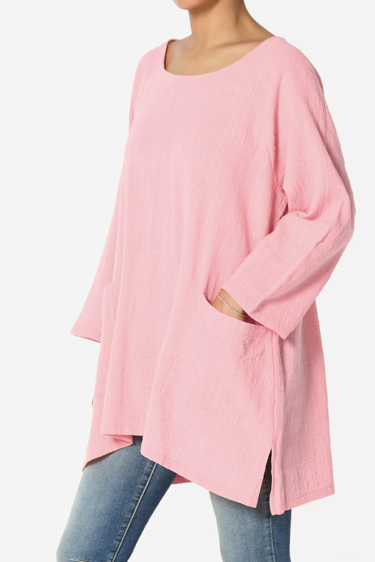 Nesta Gauze Pocket Cover Up Top DARK PINK_3