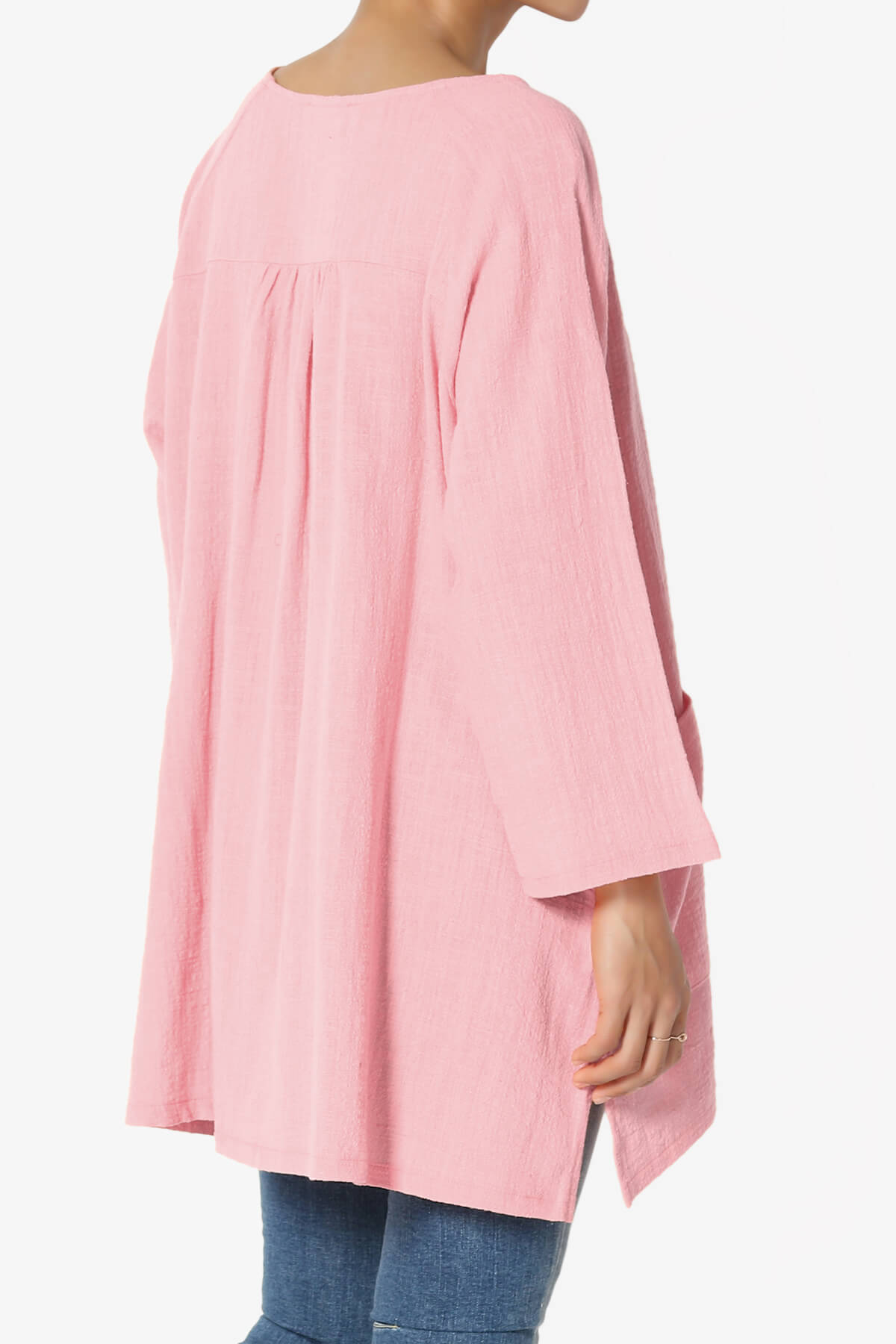 Nesta Gauze Pocket Cover Up Top DARK PINK_4