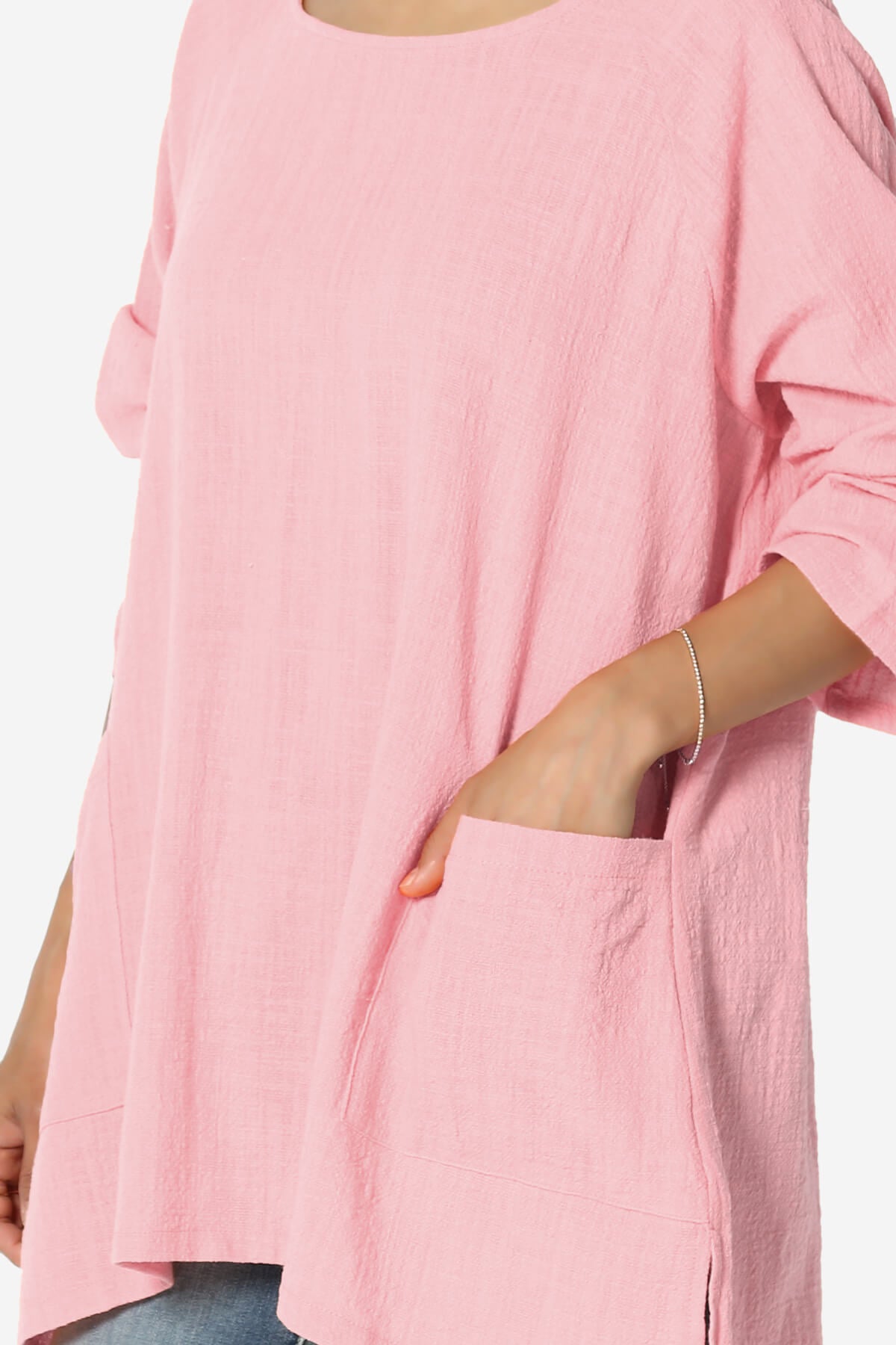 Nesta Gauze Pocket Cover Up Top DARK PINK_5