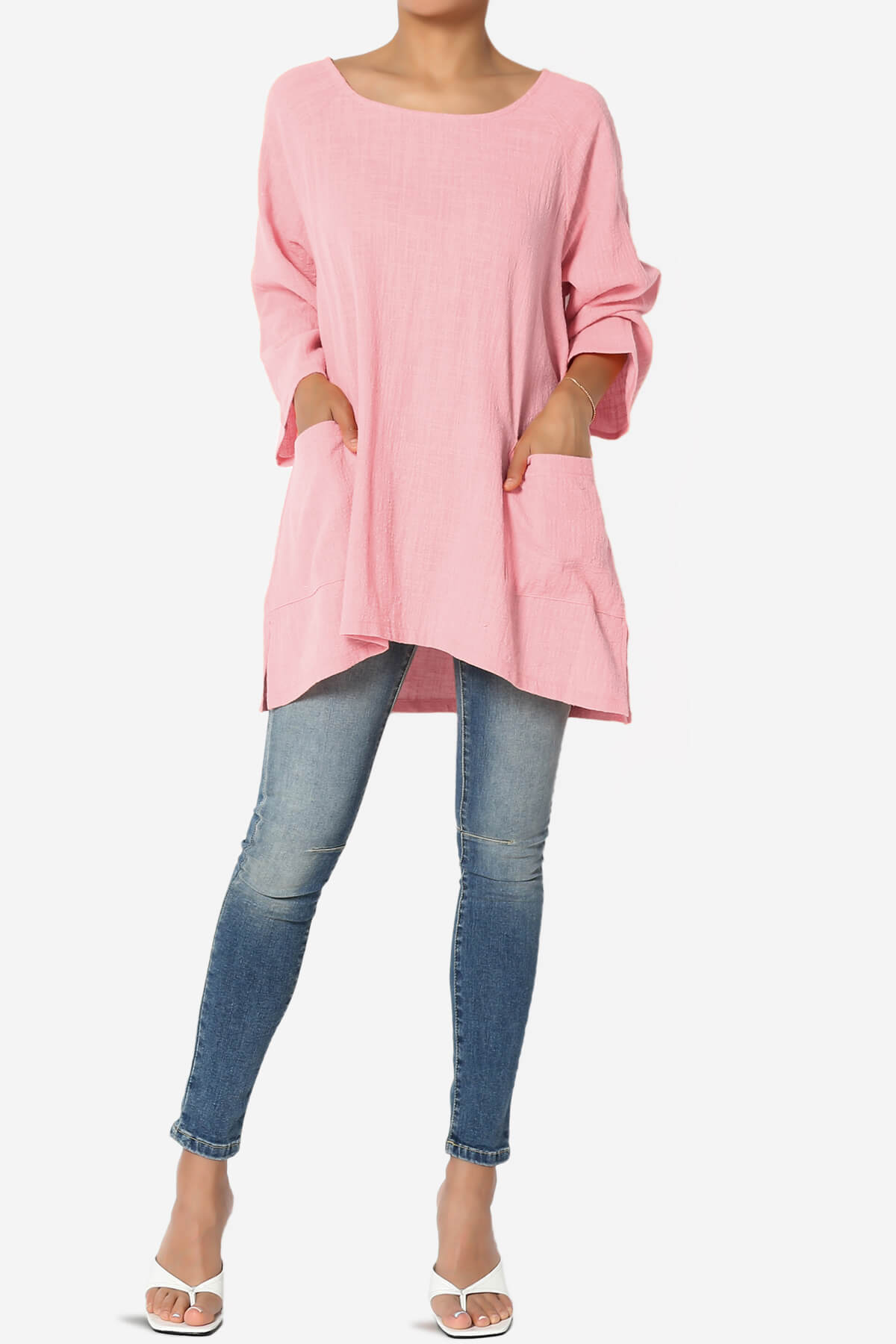 Nesta Gauze Pocket Cover Up Top DARK PINK_6