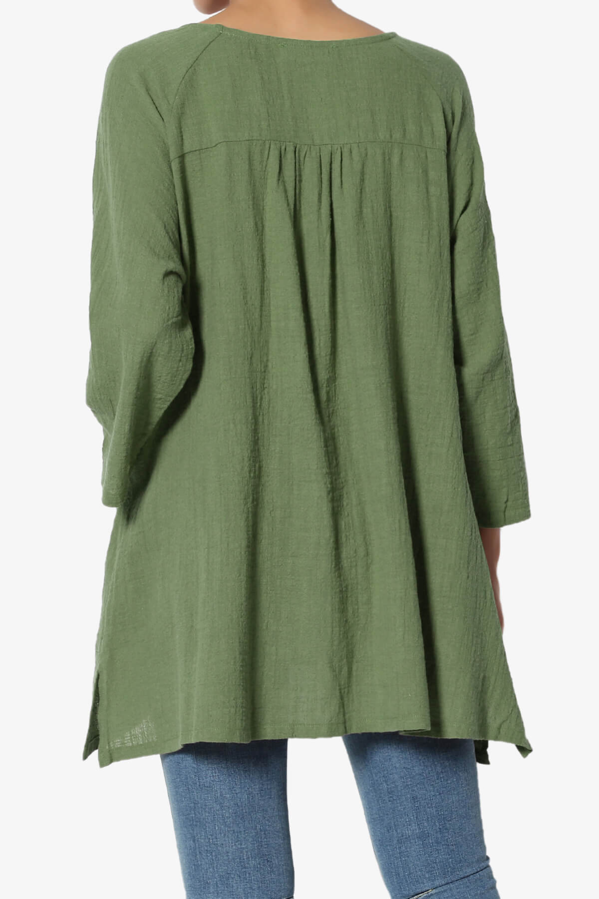 Nesta Gauze Pocket Cover Up Top DUSTY OLIVE_2