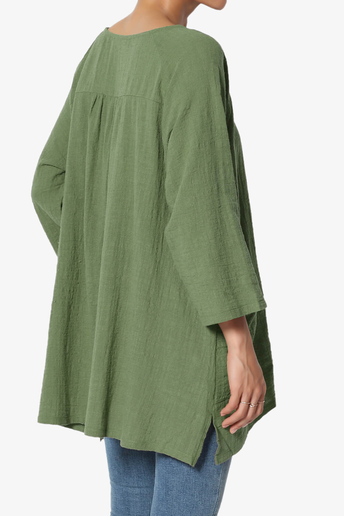 Nesta Gauze Pocket Cover Up Top DUSTY OLIVE_4