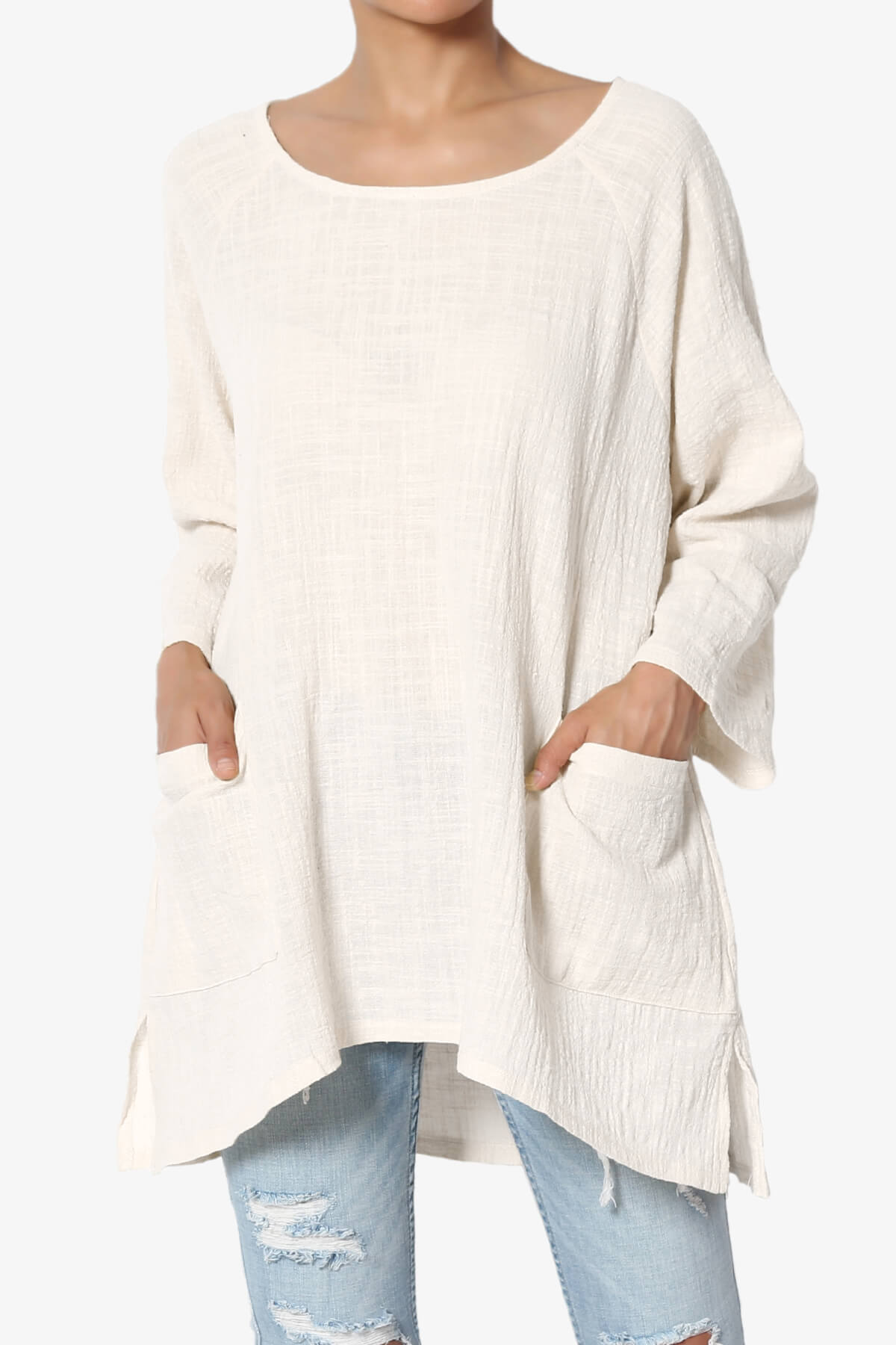 Nesta Gauze Pocket Cover Up Top IVORY_1