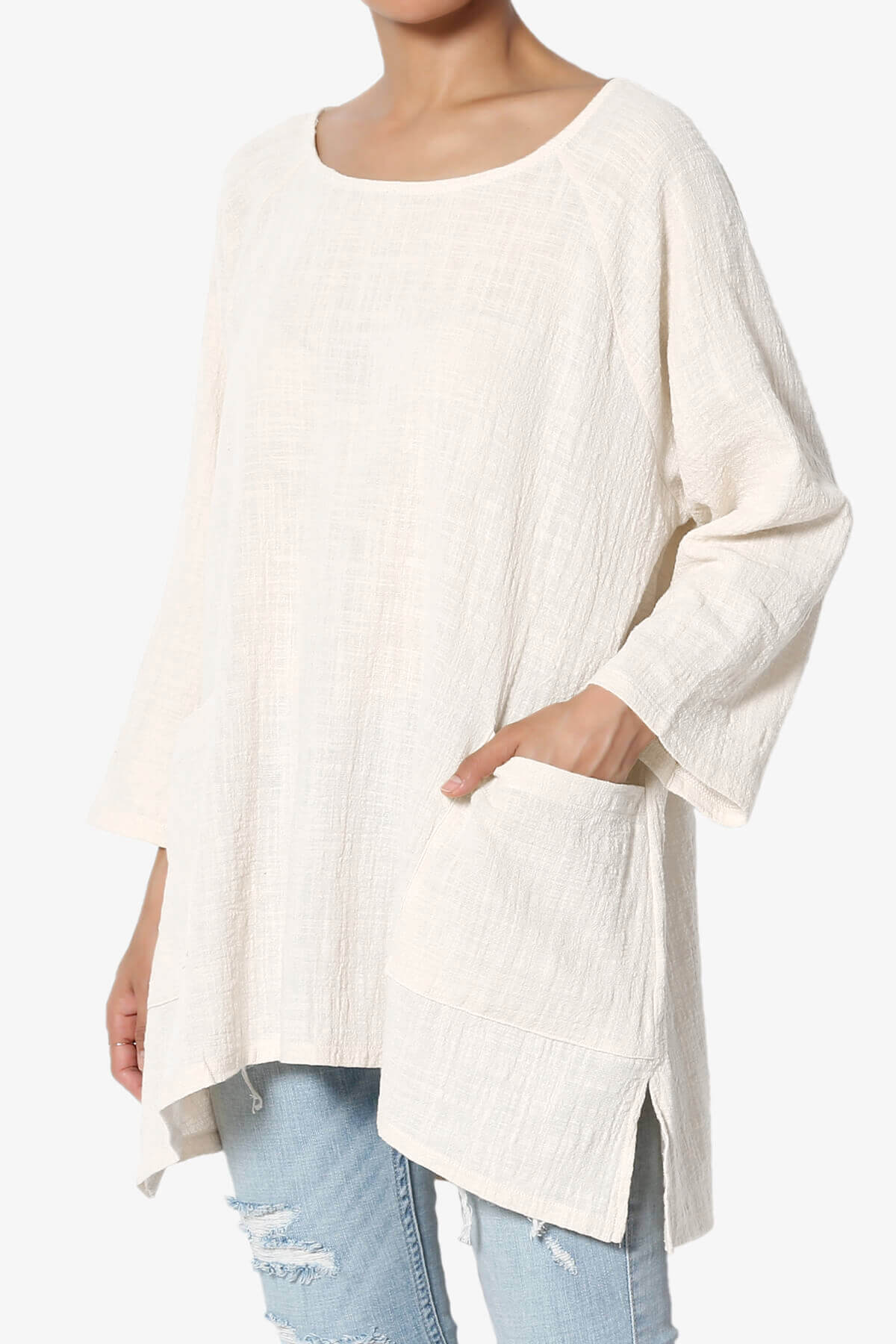 Nesta Gauze Pocket Cover Up Top IVORY_3