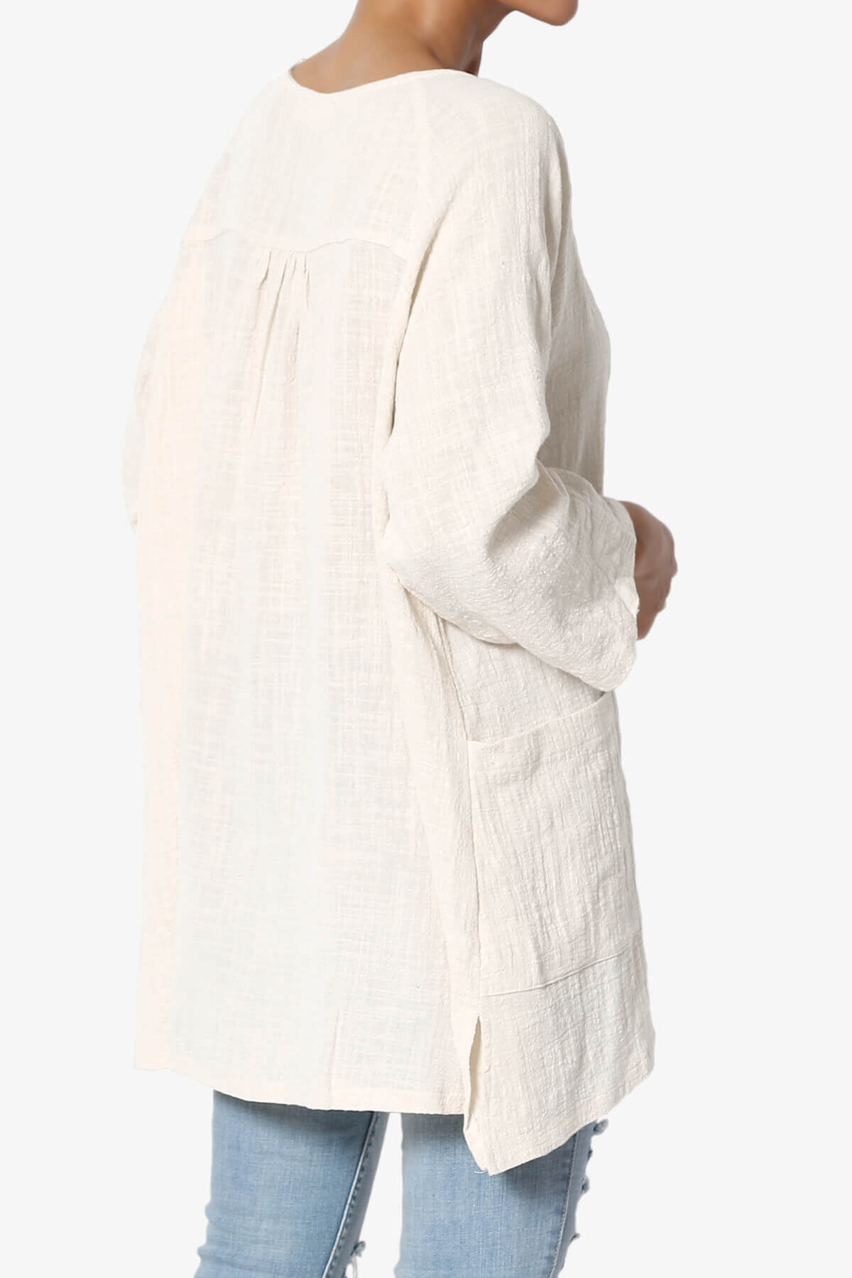 Nesta Gauze Pocket Cover Up Top IVORY_4