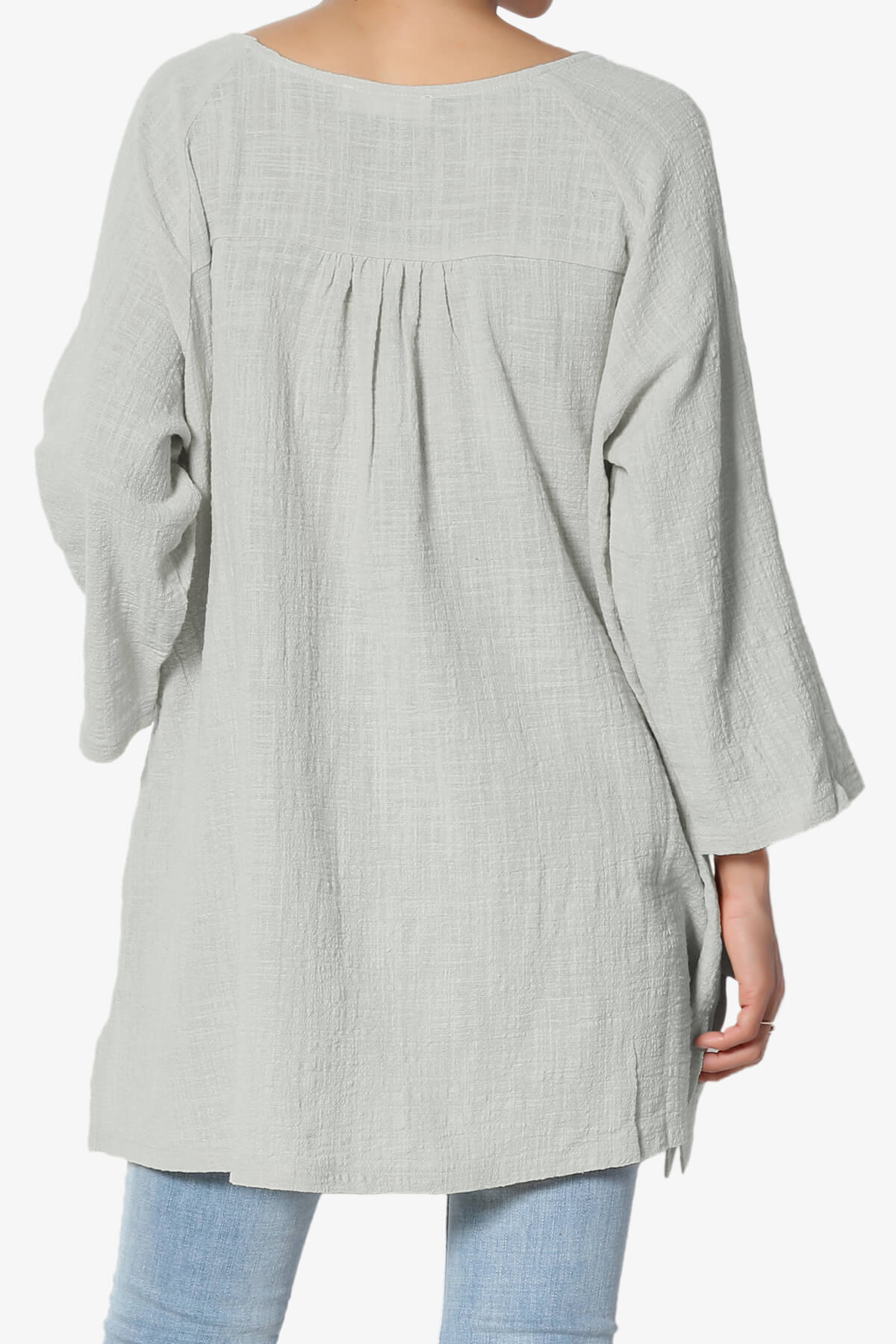 Nesta Gauze Pocket Cover Up Top LT CEMENT_2