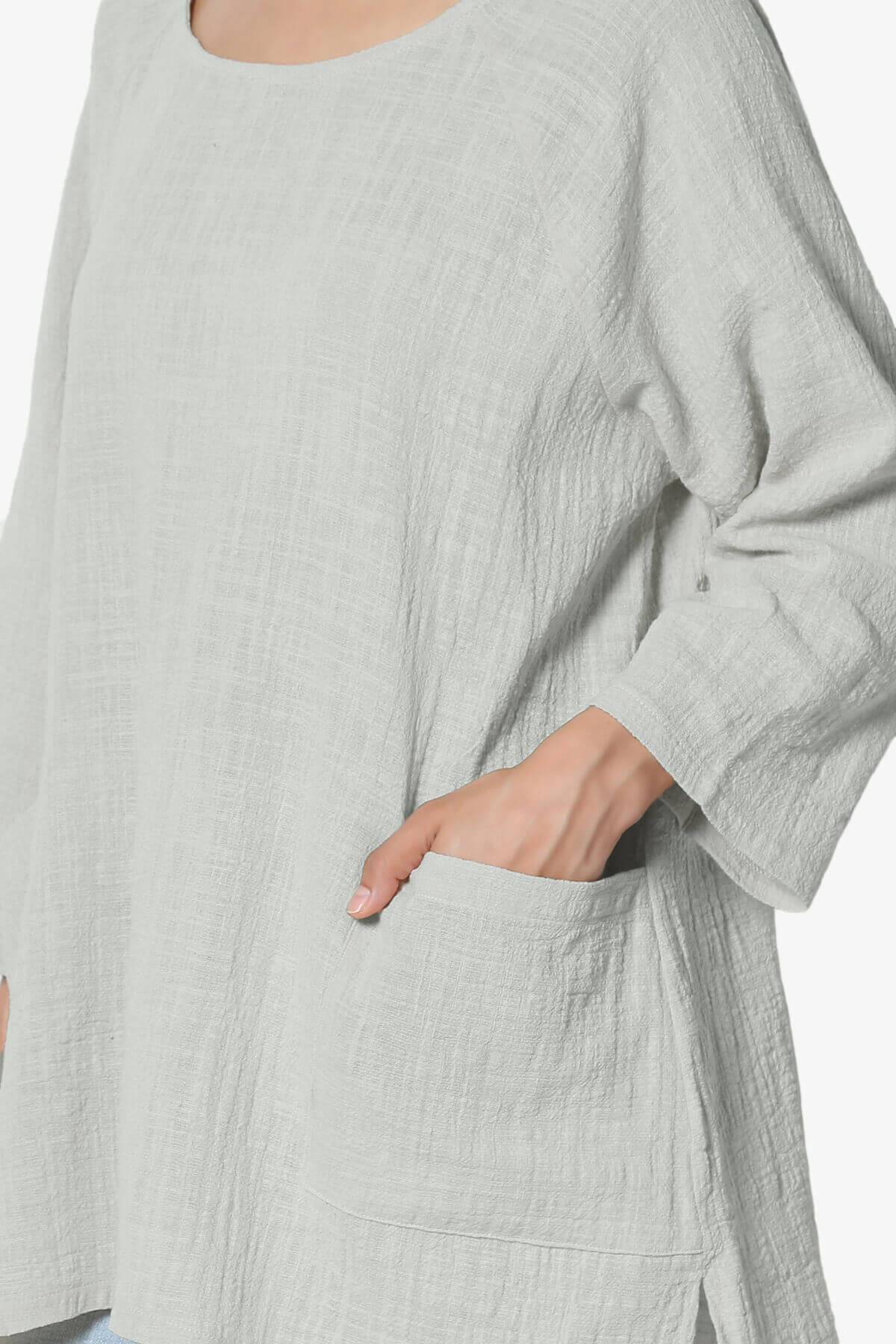 Nesta Gauze Pocket Cover Up Top LT CEMENT_5