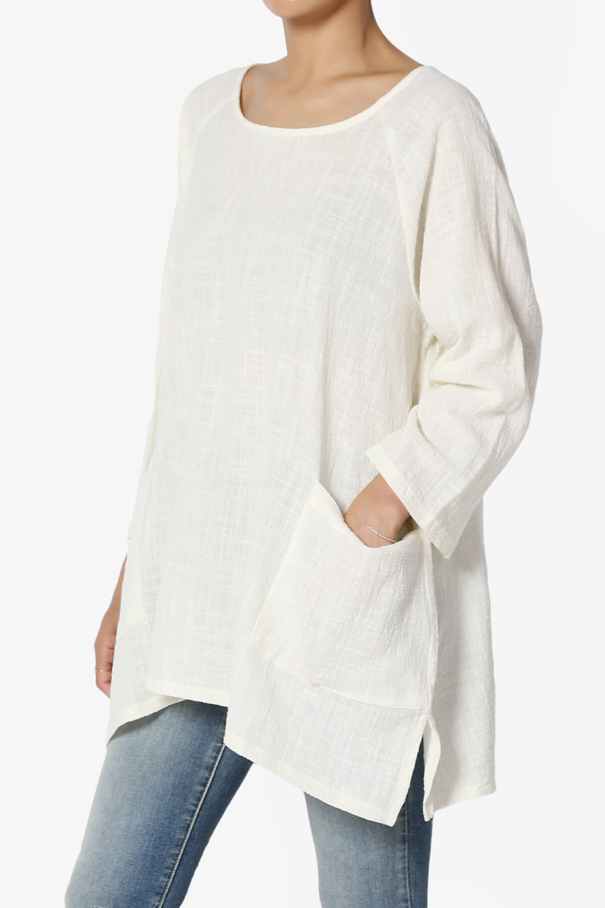 Nesta Gauze Pocket Cover Up Top OFF WHITE_3