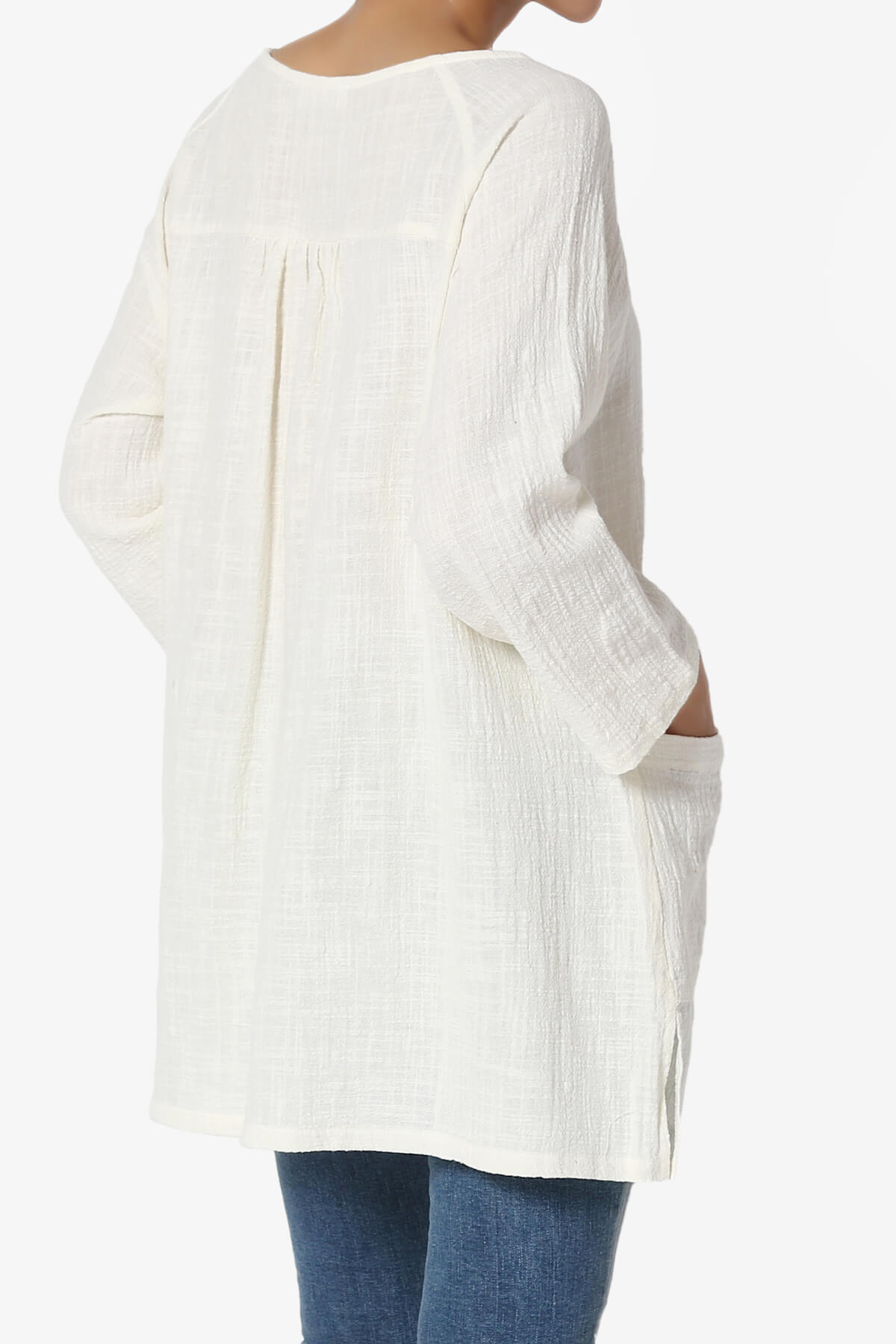 Nesta Gauze Pocket Cover Up Top OFF WHITE_4