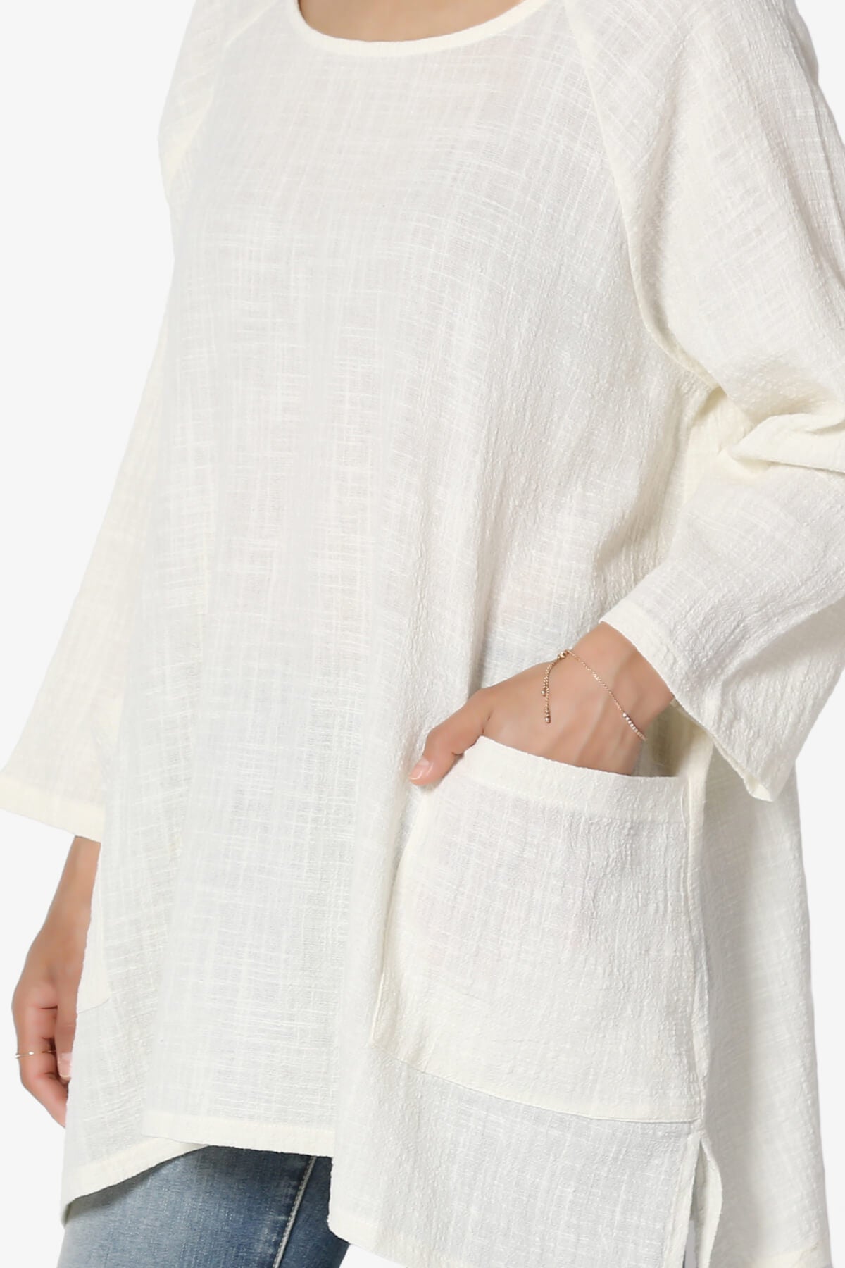 Nesta Gauze Pocket Cover Up Top OFF WHITE_5