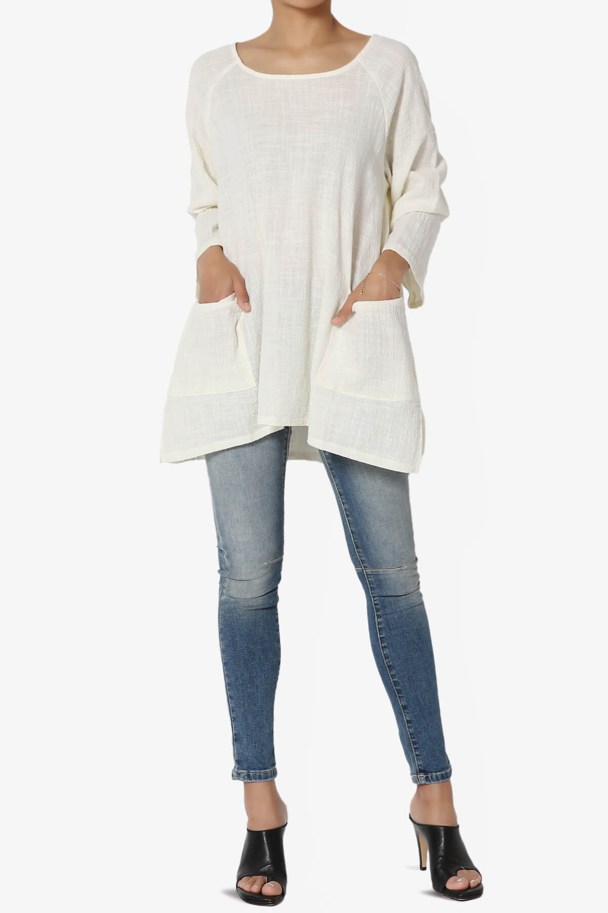Nesta Gauze Pocket Cover Up Top OFF WHITE_6
