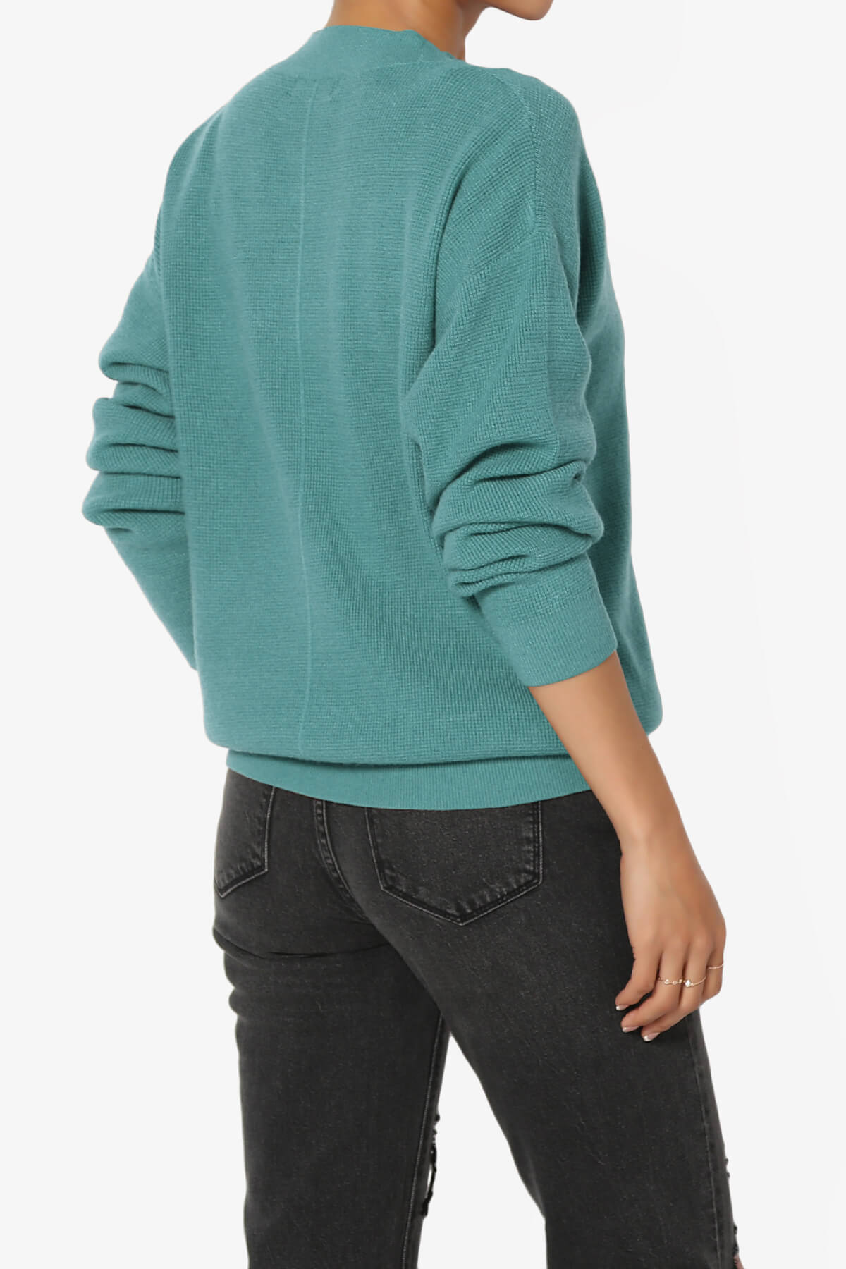 Load image into Gallery viewer, Nicky Micro Waffle Viscose Knit Cardigan DUSTY TEAL_4
