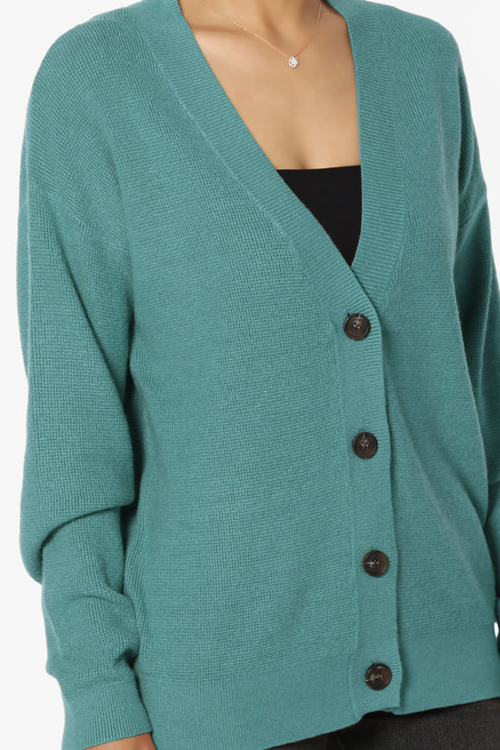 Nicky Micro Waffle Viscose Knit Cardigan DUSTY TEAL_5