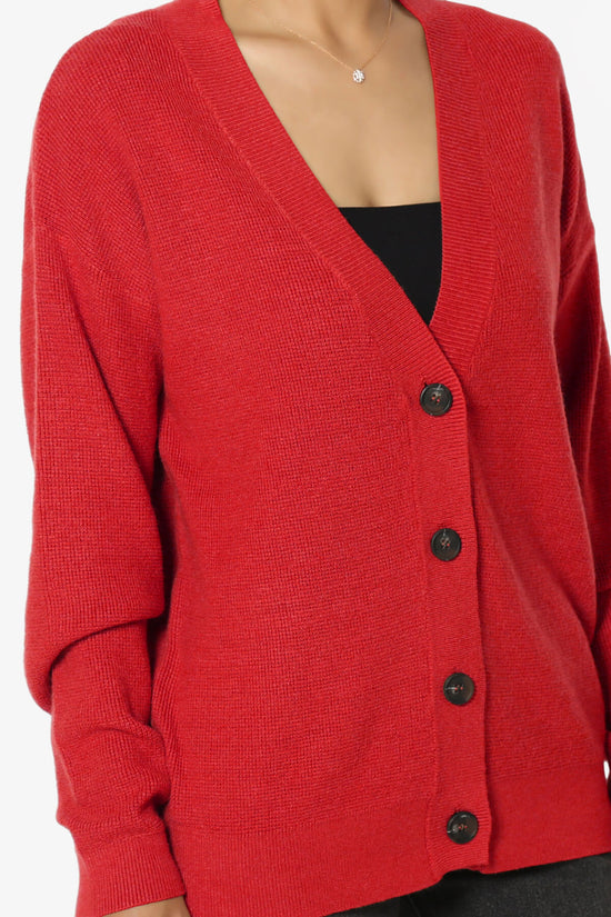 Load image into Gallery viewer, Nicky Micro Waffle Viscose Knit Cardigan RED_5
