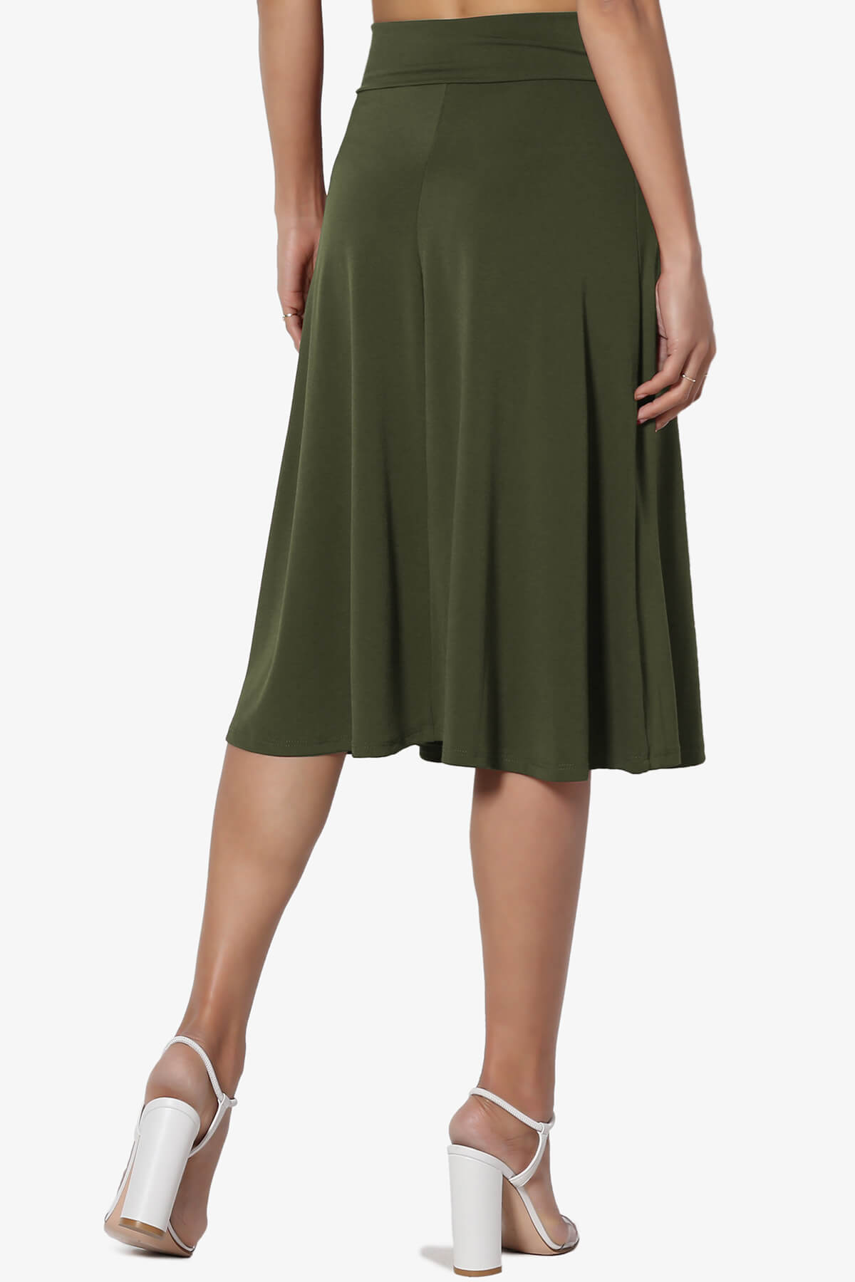 Load image into Gallery viewer, Nolan Stretch Flared Knee Skirt OLIVE_2
