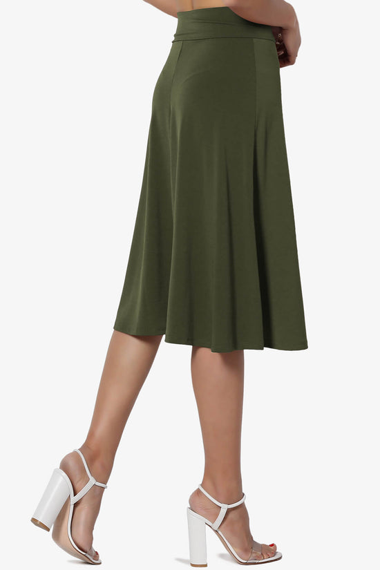 Load image into Gallery viewer, Nolan Stretch Flared Knee Skirt OLIVE_4
