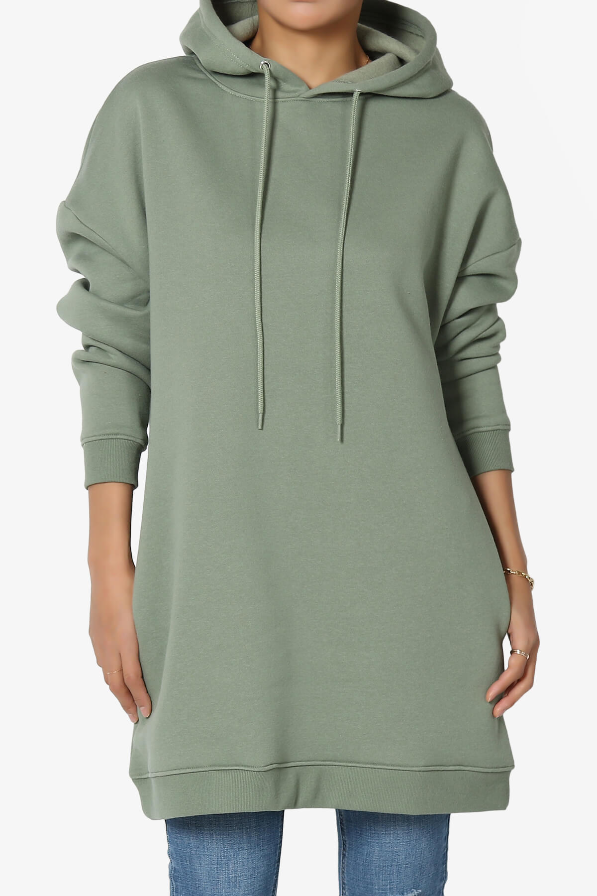 Parigi Fleece Oversized Tunic Sweatshits DUSTY OLIVE_1