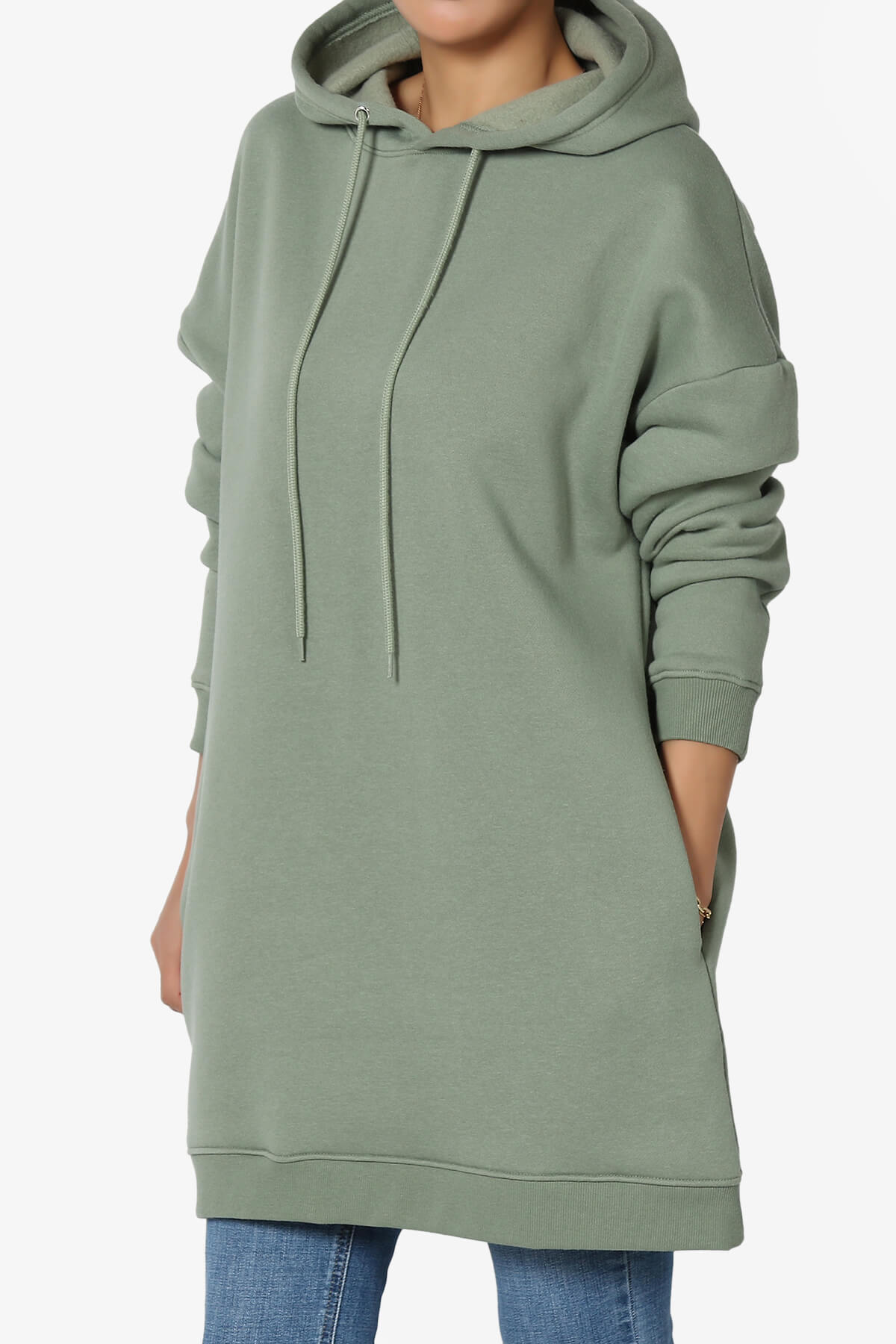 Parigi Fleece Oversized Tunic Sweatshits DUSTY OLIVE_3