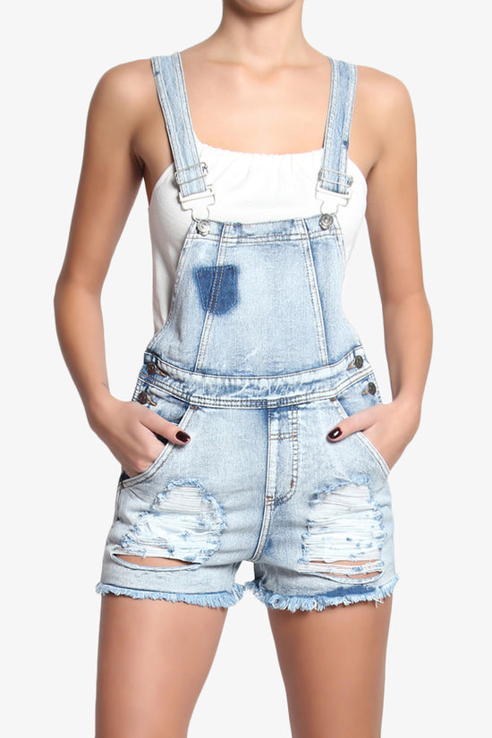 Partay Distressed Overall Denim Shorts LIGHT_1