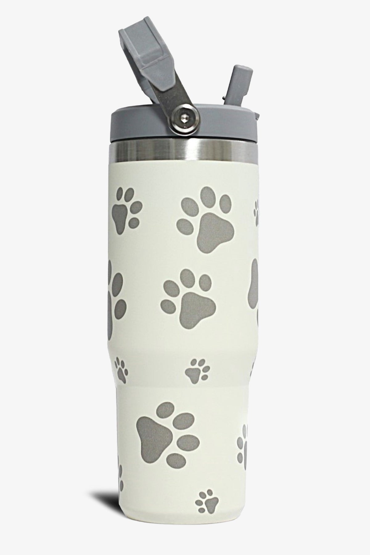 30 oz Paw Print Tumbler with Handle and Flip Straw