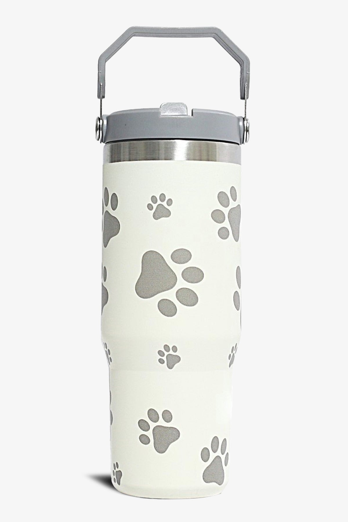 30 oz Paw Print Tumbler with Handle and Flip Straw