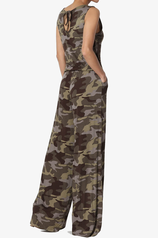 Load image into Gallery viewer, Petra Camo Sleeveless Wide Leg Jumpsuit OLIVE_4
