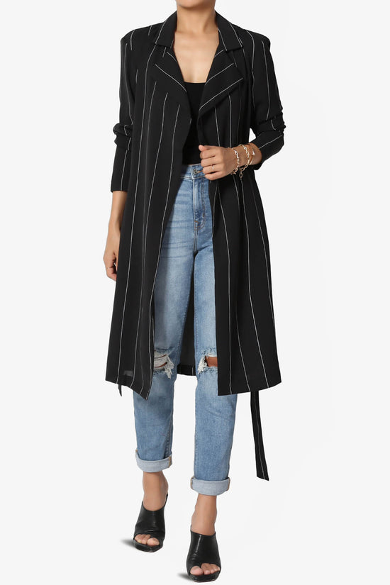 Tranquil Striped Self Tie Longline Jacket