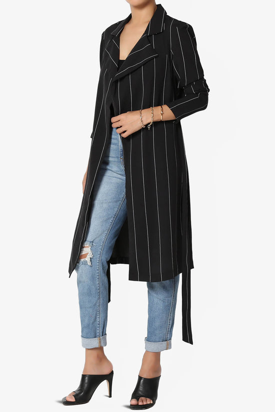 Tranquil Striped Self Tie Longline Jacket