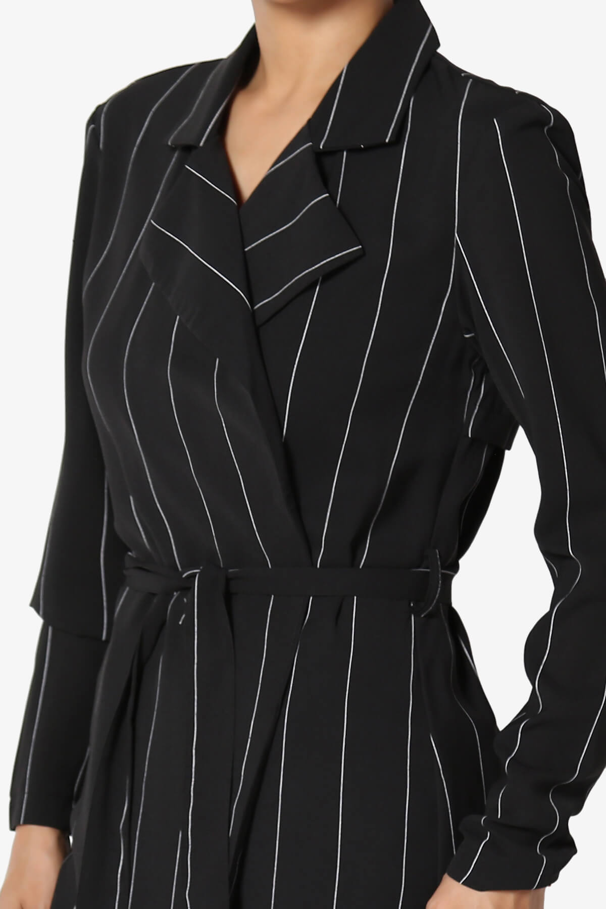 Tranquil Striped Self Tie Longline Jacket